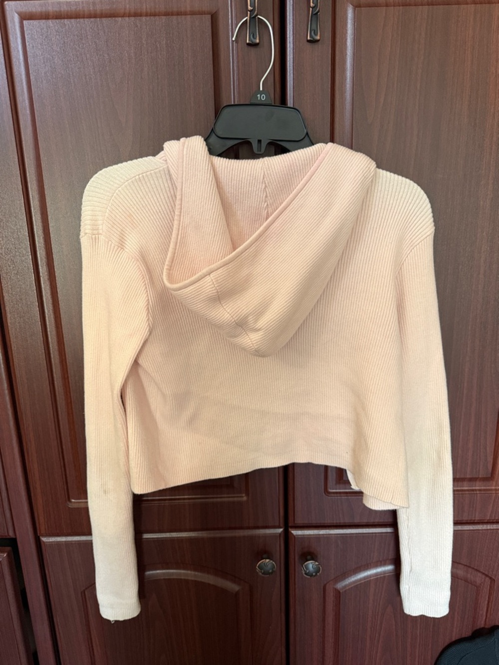 Brandy Melville Light Pink Hooded Zip-Front Women's Sweater - Picture 2 of 4